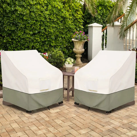 Waterproof 2 Pack Adirondack Chair Covers Fit Up To 32 Inches Wide By 35 Inches Deep By 36 Inches High Beige Outdoor Patio Furniture Covers
