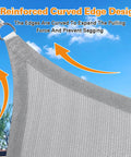 17x31 Foot Light Gray Sun Shade Sail Rectangle Outdoor Canopy With 95 Percent UV Block Breathable Cooling Fabric Curved Edge