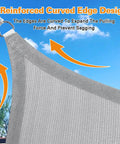 Sun Shade Sail 8 By 16 Feet Light Grey Rectangle With Curved Edges, Commercial Grade 185GSM HDPE Shade Cloth For Deck Backyard And Patio