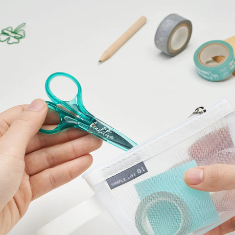 Curved And Straight Craft Scissors Set For Embroidery And Sewing, Multipurpose Stainless Steel With Protective Covers, Green And Purple Handles, Ideal For Paper Cutting, Detailing, And DIY Craft Projects, teal craft scissors cutting mesh pouch