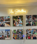 Personalized Neon LED Sign For Weddings And Events, Battery Or Plug Operated Lit Up Name Logo, wall decor with photo collage