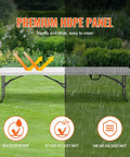 Six Foot Plastic Folding Bench Set With Handles, showcasing waterproof, stain-resistant, wear-resistant HDPE panels outdoors.