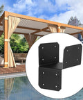 Roof Joint Connector Set For Pergola And Gazebo, 4 Steel Brackets And Post Connectors, Gazebo Frame Support displayed by a poolside pergola
