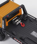 Rear view of Six Wheel 6x6 RC Rock Crawler V1.5 1/18 Scale All Terrain Off Road Ready To Run with open truck bed and tow hook.