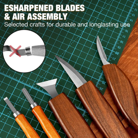 24 Piece Wood Carving Kit With Easy Storage Bag For Beginners Do It Yourself Whittling Set showing various wood carving blades
