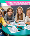 Children using Continents Map Practice Sheets 9x12 Dry Erase World Globe Sheets Pack of 10 for Homeschool and Classroom.