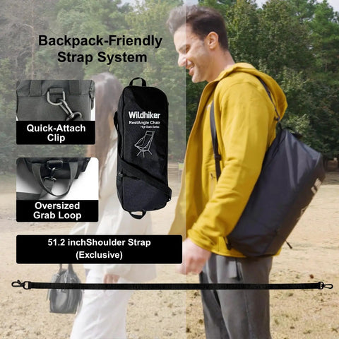 Portable Lightweight Folding Camping Chair With High Back And Pillow, backpack-friendly strap system with clips and loop.