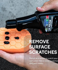 Black Car Polish 16 Oz For Deep Gloss And Scratch Repair On Dark Paints bottle with orange applicator pad