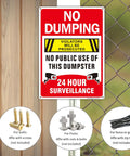 Heavy Duty 14X10 Inch No Dumping Signs 2 Pack Of Rustproof Aluminum Weather Resistant Warning Notice With 24 Hour Video Surveillance