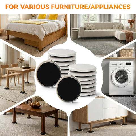 Heavy Duty Furniture Sliders Reusable Plastic Floor Protectors For Carpet Hardwood Chair Leg Glides under various furniture