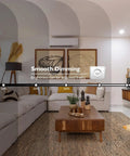 Living room with 4 Inch Adjustable LED Can Light Retrofit Kit showing dimmable feature from 10% to 100% brightness.