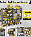 Heavy Duty Power Tool Organizer Wall Mount For Garage With 8 Cordless Drill Holders 4 Tier Metal Shelf For Battery Storage