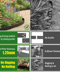 Comparison of metal garden edging features with focus on thickness and installation benefits, Metal Garden Edging For Landscaping 33 Ft Pack With Wrench And Gloves Included Easy Install Borders For Yard Pathways And Flower Beds Black 10 Pack Durable Steel Edging For Clean Low Maintenance Lawn And Garden Borders.