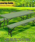 Waterproof Picnic Table Cover With Bench Covers For 6 Ft Rectangular Tables, Elastic Fitted in Sage Green, 30x72 inches outdoors