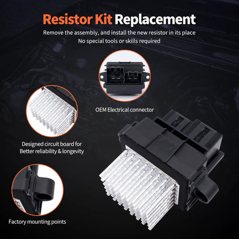 Solid Plug And Play Blower Motor Resistor HVAC Control Module AC Heater Replacement For Buick Chevy Cadillac Ford Gmc 13503201 close-up of the resistor kit with OEM connector.