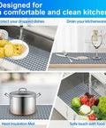 Silicone Sink Mat 24.6 By 13 Inches No Slip Heat Resistant Kitchen Sink Protector For Stainless Steel Sinks Center Drain Grey 1 Pack
