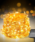 200 Led 72Ft Outdoor Solar String Lights Waterproof With 8 Modes Twinkle Warm White For Patio Tree Christmas Party Wedding Decor No Wiring Needed display