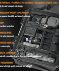 Interior view of waterproof tough as nails hard case with custom foam for Mavic 3 Pro showing drone and accessories compartments.