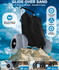 Beach Cart For Sand Foldable Aluminum Wagon With Balloon Wheels And 13 Inch Wide Tires, 352 Lbs Capacity, shown on sand