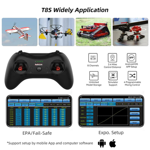 Controller and app setup for Ready To Fly RC Airplane With 3D Fixed Wing 580mm Wingspan Durable EPP Body 15A ESC Gyro Flight Controller