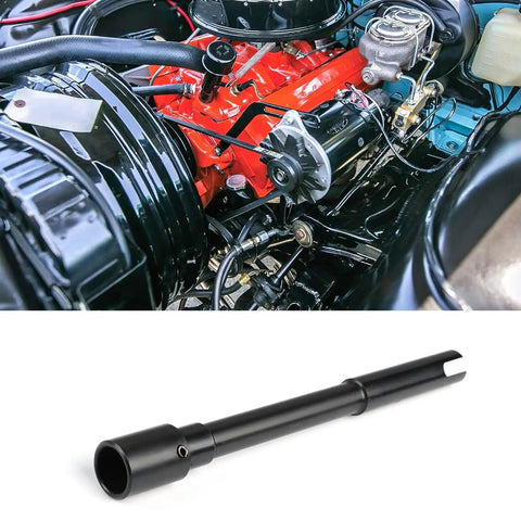 Heavy Duty Pump Drive Pin Fits 283 302 327 350 And 5.7L Small Block Engines With Black Metal Build, shown in an engine compartment.