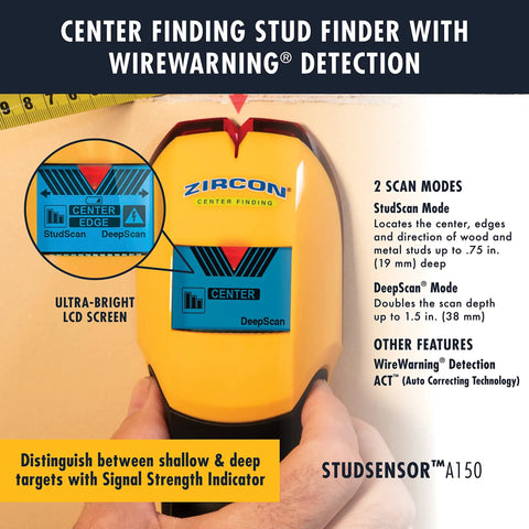 Stud Finder And Wall Scanner With Wire Warning Detection And Signal Strength, Center And Edge Locator for precise installations