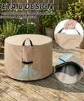Heavy Duty Tough As Nails Round Fire Pit Cover 23 Inch Diameter 16 Inch Height Waterproof 600D Oxford Fabric with details