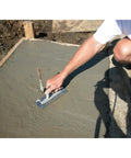 Worker using Mini Trowel For Finishing Concrete 8 Inch By 3 Inch Carbon Steel Blade With Lightweight Aluminum Xtralite Mounting