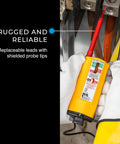 Electrician using Vol-Con Solenoid Voltage Tester For Electricians, CAT III 600V Safety Rated, AC DC Voltage Detection with Vibrating Alert.