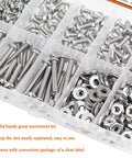 All-In-One 240-Piece Phillips Pan Head Machine Screws Kit With Nuts And Washers Size 6-32 Coarse Thread Fully Threaded 304 Stainless Steel