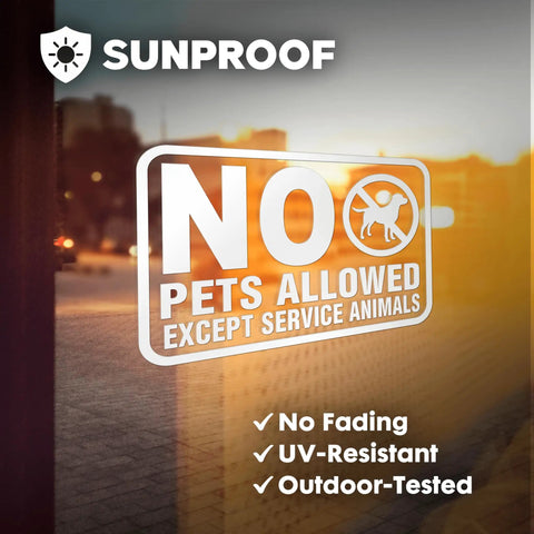 No Pets Allowed Sign For Business Set Of 3 Vinyl Decals 6x4 Inches No Pets Allowed Except Service Animals Sticker on window