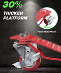 Close-up of Heavy Duty Carbon Steel Tire Wheel Dollies Set Of 4 Car Movers with anti-skid plate and 360-degree wheels.