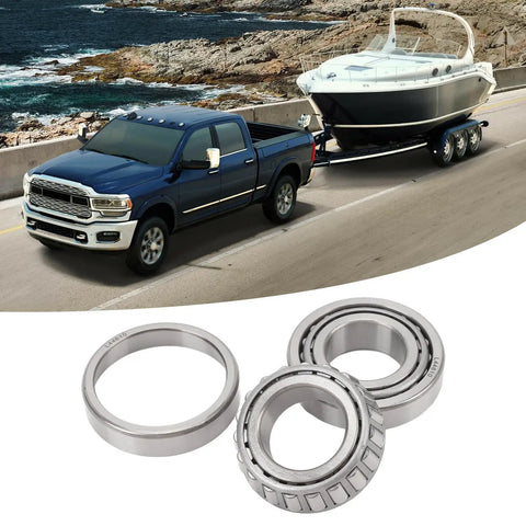 Truck towing boat trailer demonstrating All In One Trailer Wheel Hub Bearings Kit With L44643 Inner And Outer Bearings And Grease Seals Races