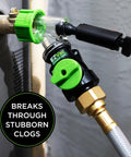 Water Heater Sediment Removal Tool Kit For Electric And Gas Heaters, Easy DIY Flush And Clean, attached to a water heater