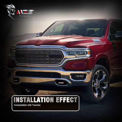 Rear Driveshaft Spacer And Carrier Bearing Drop Kit For 2005-2024 Toyota Tacoma shown on a red truck demonstrating installation effect.