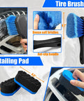 Car Wheel Cleaning Kit With Soft Drill Wheel Cleaner Brush And Detailing Pads showing tire brush and detailing pad close-up
