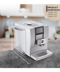Z10 32 Specialties Automatic Coffee Machine Bundle With Glass Milk Container on kitchen counter showing dimensions.
