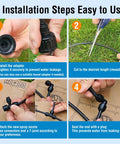 4-step guide for installing Outdoor Patio Misting System Kit 20Ft with Upgraded 4th Gen Nozzles for instant cooling.