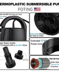 1HP Submersible Sump Pump For Clean Or Dirty Water 4600 GPH Utility Pump with features and components labeled