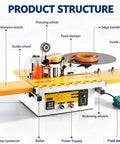 Heavy Duty Portable Edge Banding Machine With Automatic Tape Cutting For Straight And Curved Woodworking Projects showing product structure and features.
