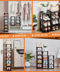5 Tier Vertical Shoe Rack Slim Free Standing Organizer For Entryways And Small Closets Stackable Shoe Shelf Stable Black
