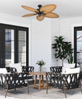 Palm Island 52 Inch Tropical Indoor Outdoor Ceiling Fan With No Light Pull Chain Two Mounting Options Five Palm Leaf Blades Damp Rated For Porches And Garages Up To 400 Sq Ft For That Chill Tropical Vibe installed on porch