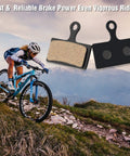 Four Pairs Bicycle Disc Brake Pads For Mountain Bike Riders With Three Essential Installation Tools and cyclist riding MTB