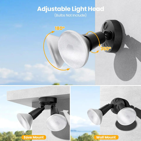 2 Pack Adjustable Twin Par Outdoor Flood Light Fixture Max 300W Security Lighting With Switch Control For Garage Driveway Porch Gives Hella Bright Coverage And Rock Solid Installation