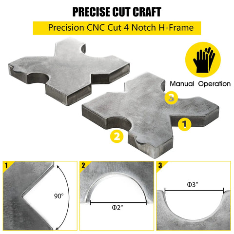 Arbor Press Plate For Heavy Duty Metalworking, 20 Ton Shop Steel Plate Made From AR400F With Yield Strength Over 140,000 PSI, H Frame Hydraulic Press Plate 4 Notch Pair