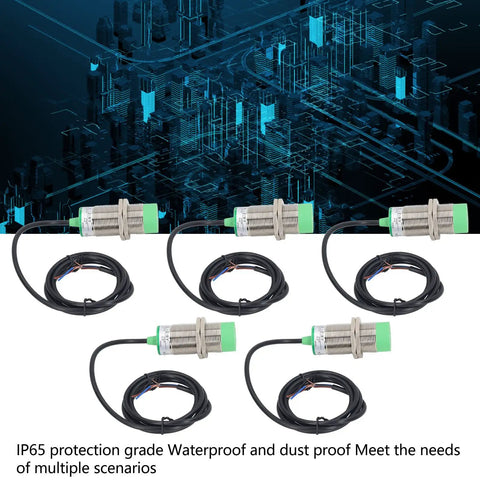 Inductive Proximity Sensor Switch Five Pack LJ30A3-15-Z, 15mm Detection, IP65, DC 6 to 36V, PNP Normally Open, 3-Wire, 300mA