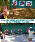 5x10 Foot Archery Backstop Net For Backyard Practice And Outdoor Target Shooting shown behind archers aiming at targets