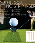 Golfer practicing with replaceable golf hitting strips for indoor outdoor practice realistic 30 x 12 inch hitting mat insert turf
