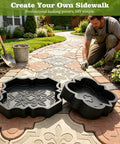 Two Pack Heavy Duty Rubber Concrete Paver Molds For Stepping Stones Walkways And Patios shown on a garden path installation