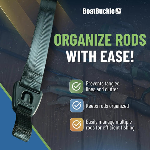 Self Retracting Rod Tie Down Mount For Gunwale Or Deck Two Pack Retractable Rod Tie Downs For Bass Boats And Small Vessels Easy Install And Adjustment Keeps Rods Secure And Organized On The Go on boat rod strap